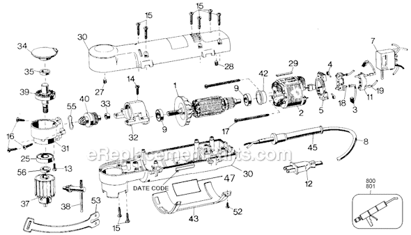 Page A Diagram and Parts List for 6016 Type 100 Black and Decker Electric Drill